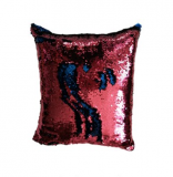 Povlak na polštář s flitry MAGIC 40 x 40 cm, růžová / modrá