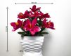 Umělá květina - orchidej v květináči - tmavě růžová, 32 cm