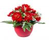 Dekorativní umělá chryzantéma v květináči, červená, 30 cm