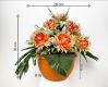   Dekorativní umělá chryzantéma v květináči, oranžová, 30 cm