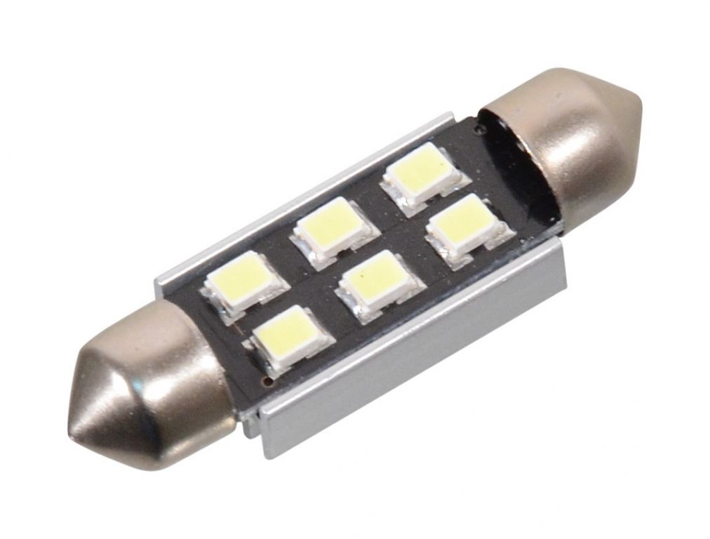 Žárovka 6 LED CAN-BUS s rezistorem - bílá, 12V