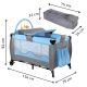 Cestovní dětská postýlka s přebalovacím pultem, modro / šedá
