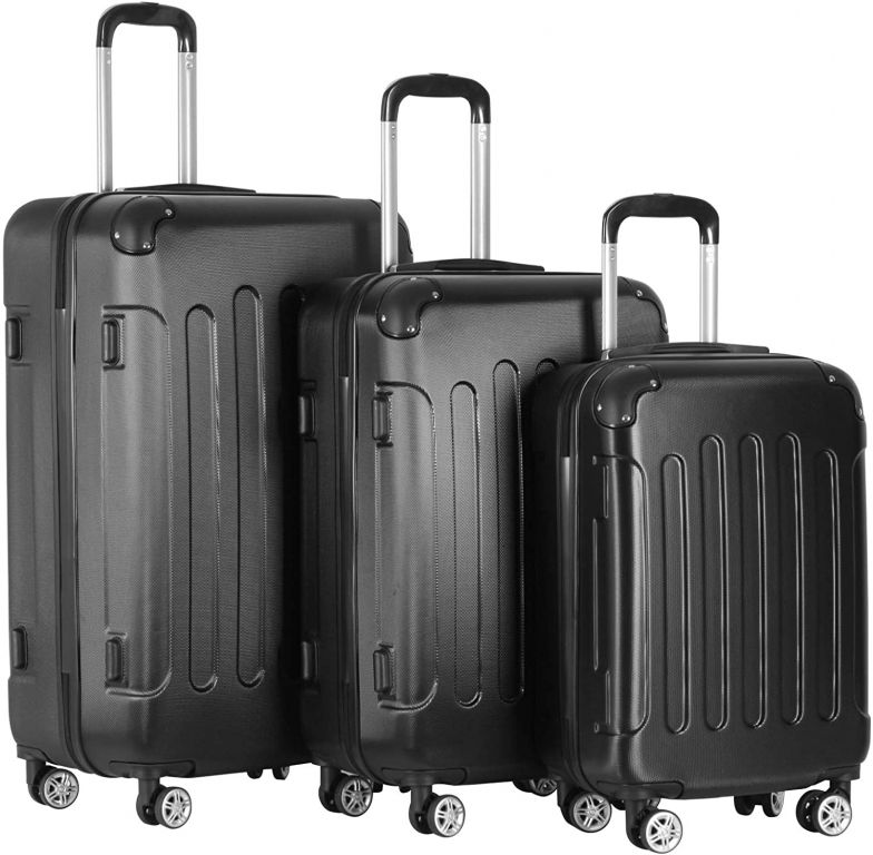 Sada cestovních kufrů 3-dílná, tvrdý plast, černá