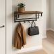 Věšák na zeď s policí, tyčí a háčky industriální styl, 66 cm