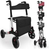 JAGO Čtyřkolové chodítko s brzdami a sedadlem - černé