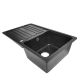 Granitový dřez s odkapávačem, černý, 76 x 46 cm