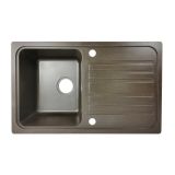 Granitový dřez s odkapávačem, hnědý, 76 x 46 cm