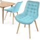 MIADOMODO Sada prošívaných jídelních židlí, tyrkysová 2 ks