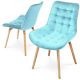MIADOMODO Sada prošívaných jídelních židlí, tyrkysová 2 ks