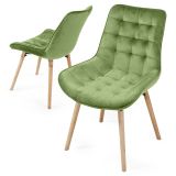 MIADOMODO Sada prošívaných jídelních židlí, zelená 2 ks