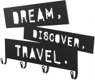 Kovový věšák na zeď Dream Discover Travel, 4 háčky