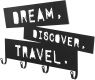 Kovový věšák na zeď Dream Discover Travel, 4 háčky