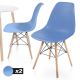 Miadomodo Sada 2 jídelních židlí s plastovým sedákem, modrá