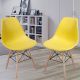 Miadomodo Sada 2 jídelních židlí s plastovým sedákem, žlutá