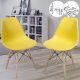Miadomodo Sada 2 jídelních židlí s plastovým sedákem, žlutá
