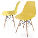 Miadomodo Sada 2 jídelních židlí s plastovým sedákem, žlutá