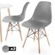 Miadomodo Sada 2 jídelních židlí s plastovým sedákem, šedá