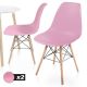 Miadomodo Sada 2 jídelních židlí s plastovým sedákem, růžová