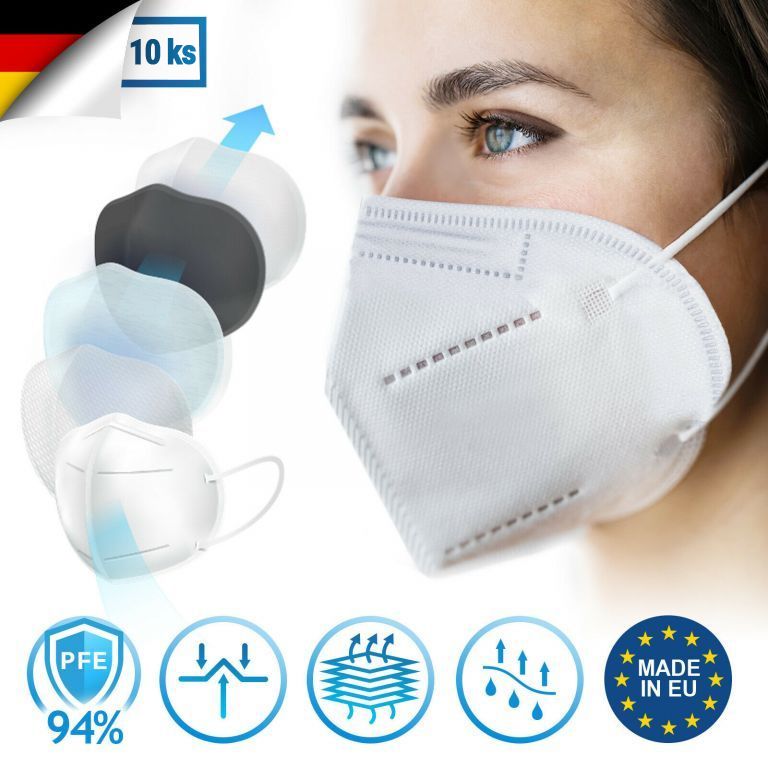 Ochranná maska, respirátor FFP2, 10 kusů