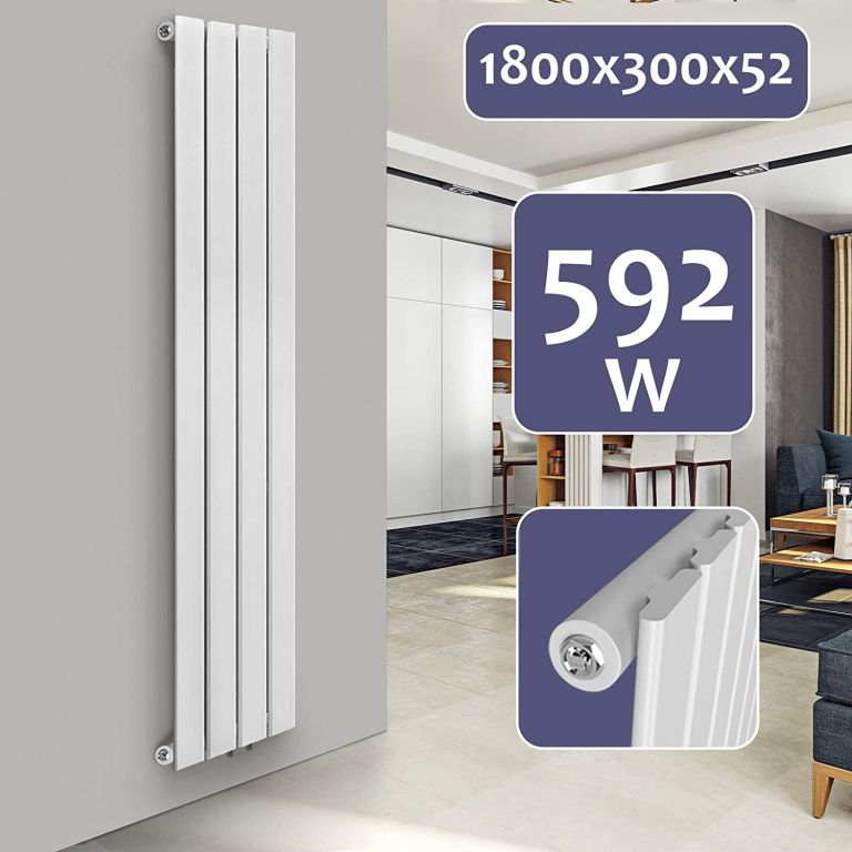 Vertikální radiátor, středové připojení, 1800 x 300 x 52 mm
