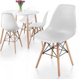 Miadomodo Sada 4 jídelních židlí s plastovým sedákem, bílá