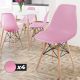 Miadomodo Sada 4 jídelních židlí s plastovým sedákem, růžová