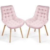 MIADOMODO Sada prošívaných jídelních židlí, růžová 2 ks