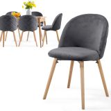 MIADOMODO Sada jídelních židlí sametové, šedá, 6 ks