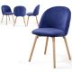 MIADOMODO Sada jídelních židlí sametové, kr. modrá, 4 ks