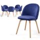 MIADOMODO Sada jídelních židlí sametové, kr. modrá, 6 ks