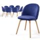 MIADOMODO Sada jídelních židlí sametové, kr. modrá, 8 ks