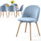 MIADOMODO Sada jídelních židlí sametové, ledová modrá, 6 ks