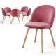 Miadomodo Sada jídelních židlí sametové, růžová, 6 kusů