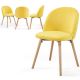 MIADOMODO Sada jídelních židlí sametové, žlutá, 4 ks