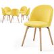 MIADOMODO Sada jídelních židlí sametové, žlutá, 6 ks