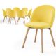 MIADOMODO Sada jídelních židlí sametové, žlutá, 8 ks