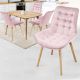 MIADOMODO Sada prošívaných jídelních židlí, růžová 4 ks