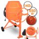 TIMBERTECH Míchačka na beton 140 l, 550 W, ocel, 2 kolečka