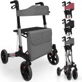 JAGO Čtyřkolové chodítko s brzdami a sedadlem - Šedé