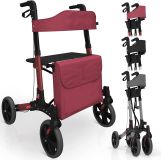 JAGO Čtyřkolové chodítko s brzdami a sedadlem - červené