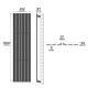 Vertikální radiátor, středové připojení, 1800 x 452 x 52 mm