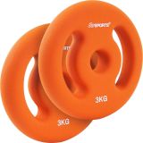 Neoprenové kotouče 2x3 kg s úchyty, oranžové, 30/31 mm otvor