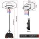 Basketbalový koš s kolečky, nastavitelný 148-236 cm, černá