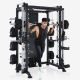 Posilovací multipress s kladkami a lavicí, vedená osa 250 kg