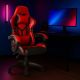 Ergonomická herní židle s polštáři na krk a záda, červená