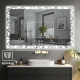 LED koupelnové zrcadlo 90 × 70 cm s odmlžováním a hodinami