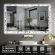 LED koupelnové zrcadlo 90 × 70 cm s odmlžováním a hodinami