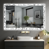 LED koupelnové zrcadlo 90 × 70 cm s odmlžováním a hodinami