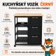 Kuchyňský vozík na kolečkách se zásuvkami, černý