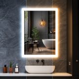 LED zrcadlo 80 × 60 cm s odmlžováním a hodinami
